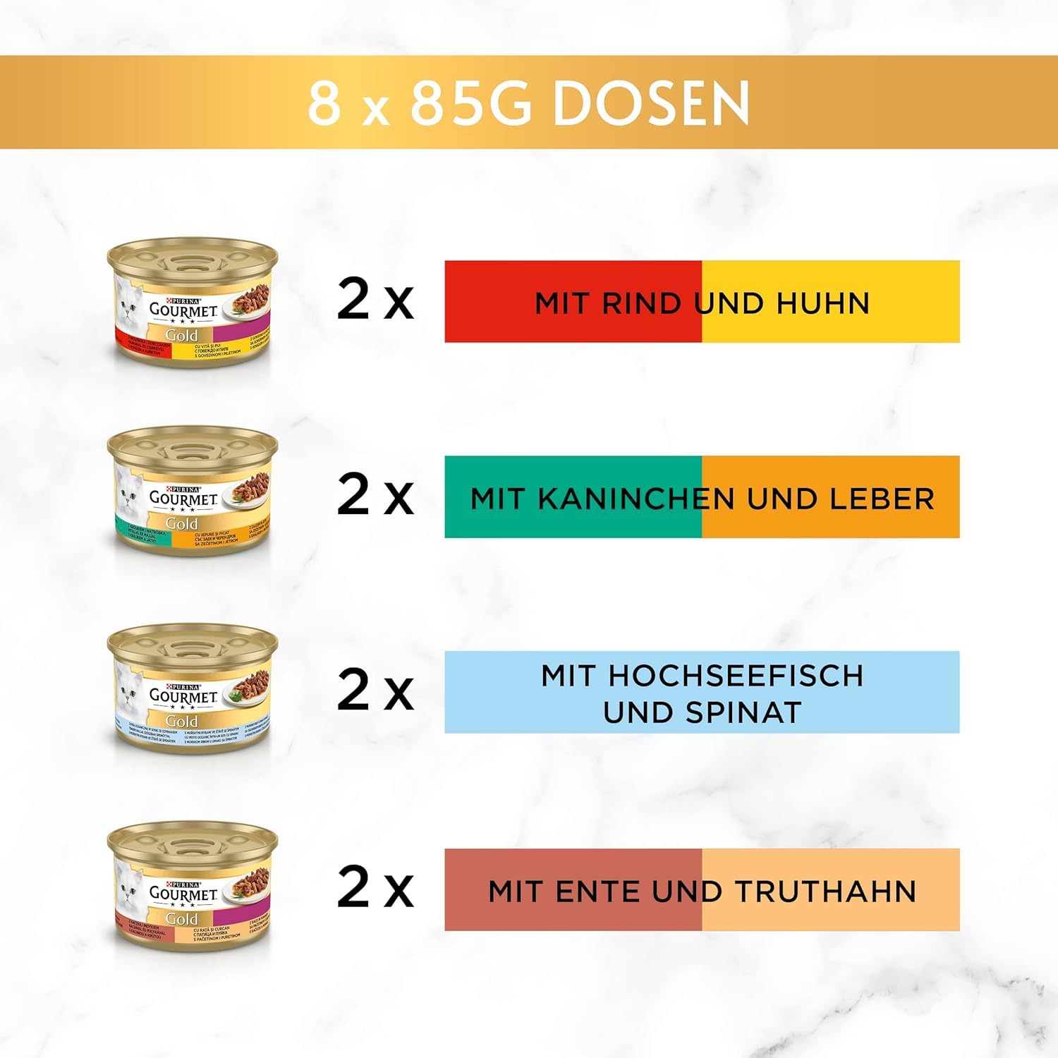 Gourmet Gold Feine Komposition Katzenfutter nass, Sorten-Mix, 12er Pack (12 x 8 Dosen à 85g)