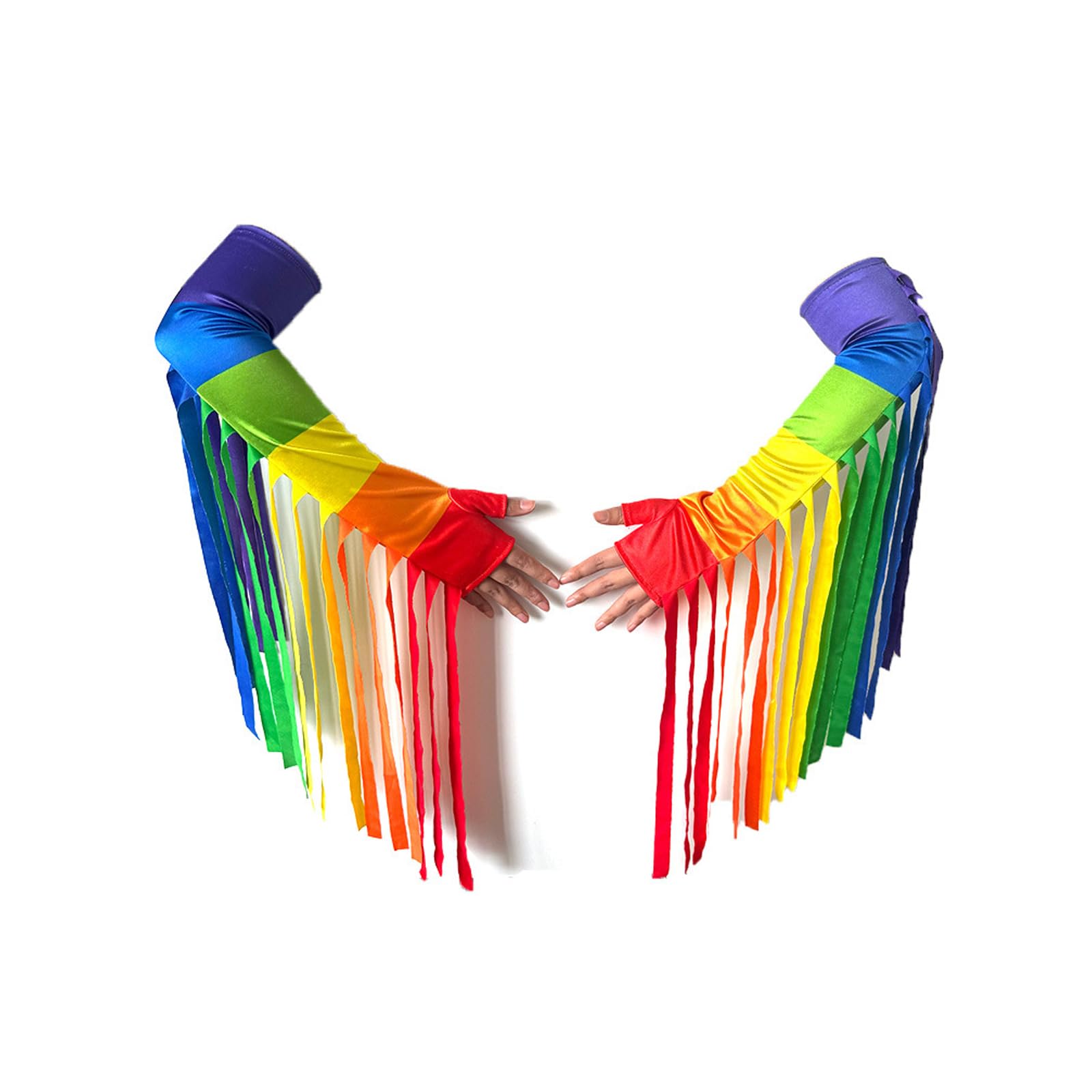 Guantes con flecos multicolor largos para destacar en fiestas sin perder comodidad 7