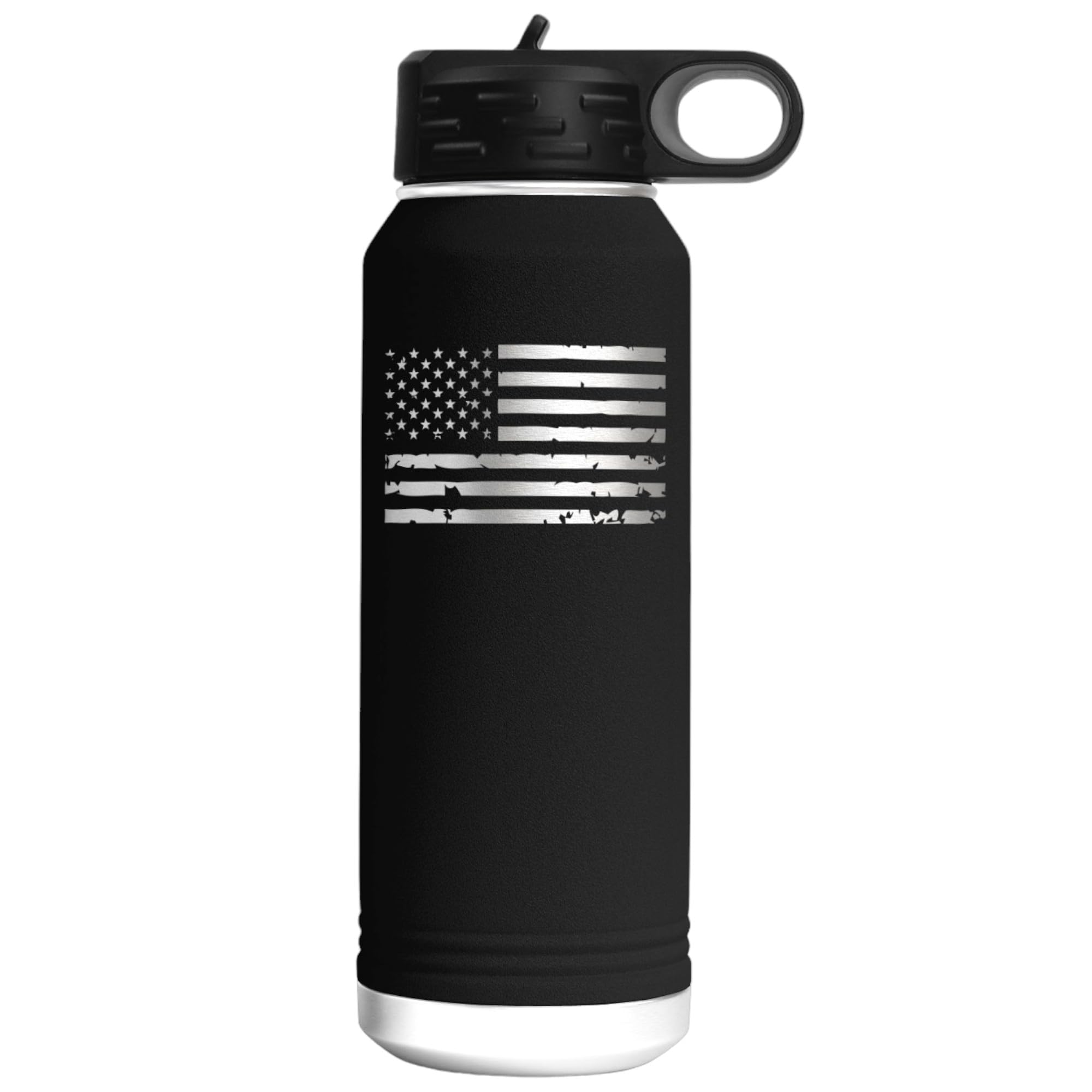 Gadsden Wasserflasche mit amerikanischer Flagge, doppelwandig, Edelstahl, isoliert, 900 ml, zweiseitige Gravur, graviert in den USA, Gadsden Don't Tread On Me