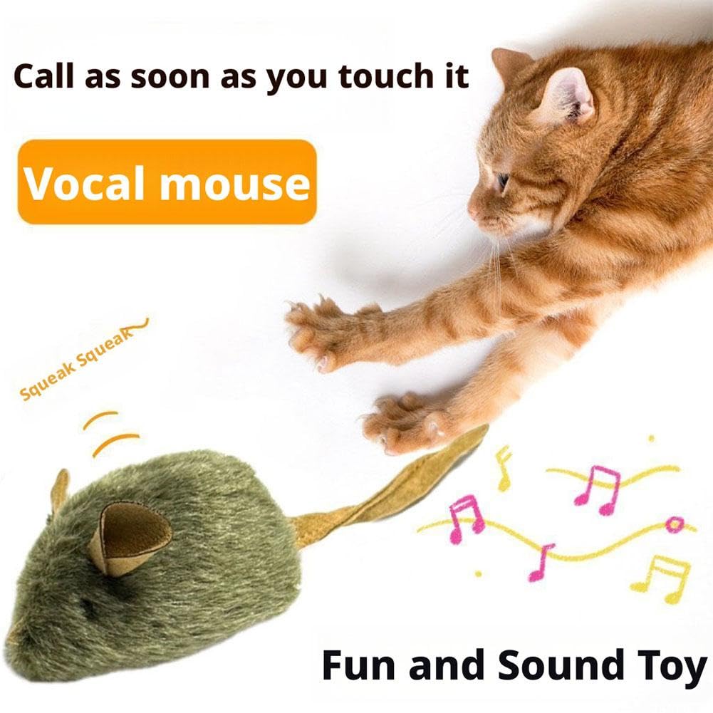 Ratón de juguete interactivo para gatos, ratones electrónicos de movimiento automático con cola peluda, divertido ejercicio en interiores y exteriores para gatitos y gatos