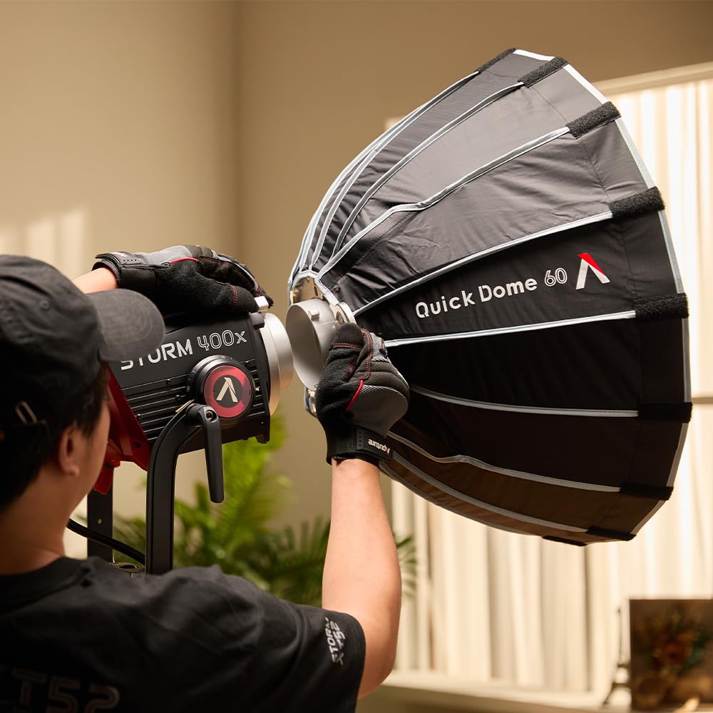 Aputure Quick Dome 60 - Softbox circolare Bowens da 61 cm con design a sgancio rapido, diffusione, griglia di controllo della luce e borsa per il trasporto