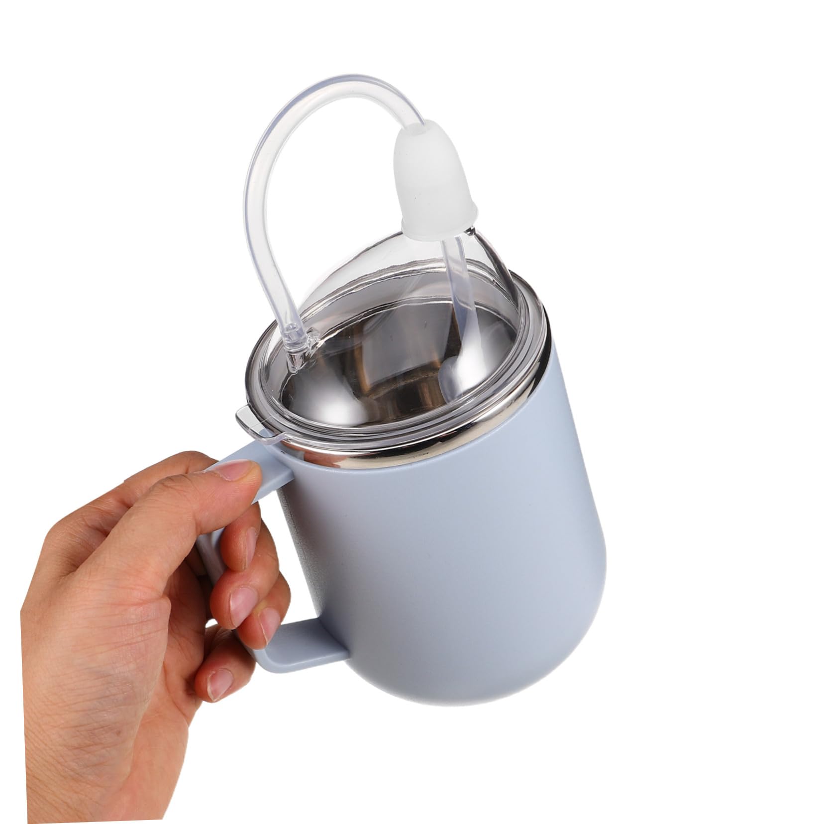 Beaupretty Pflege -Schluckbecher Spill Proof Strohbecher Auslaufsicherer Trinkbecher für Erwachsene älterer älterer Trinkbecher Stillstrohbecher Grinktflaske Edelstahl 304 Himmelblau