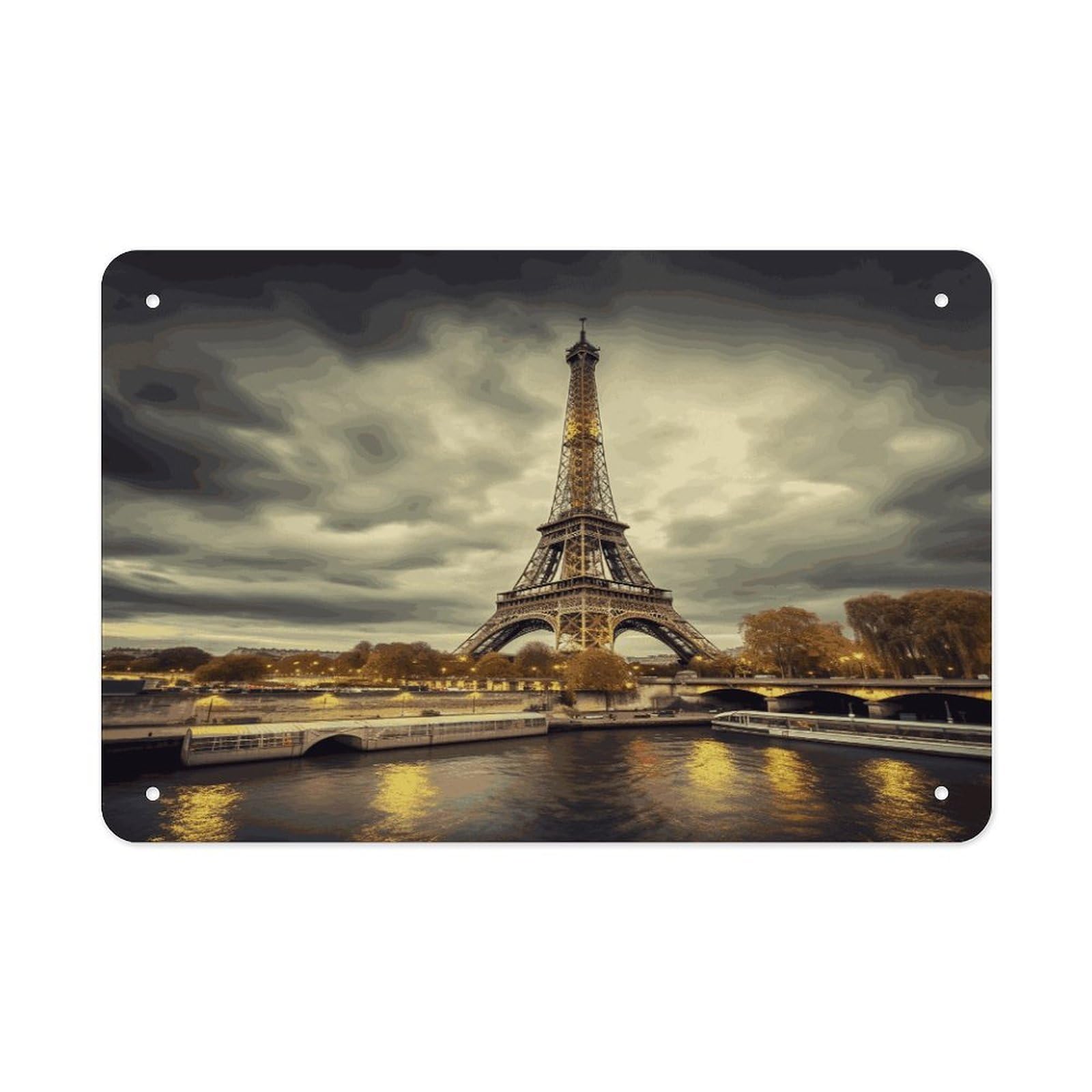 Fodpand Style Eiffel Tower Paris Wall Art Metal Signs Tin Sign