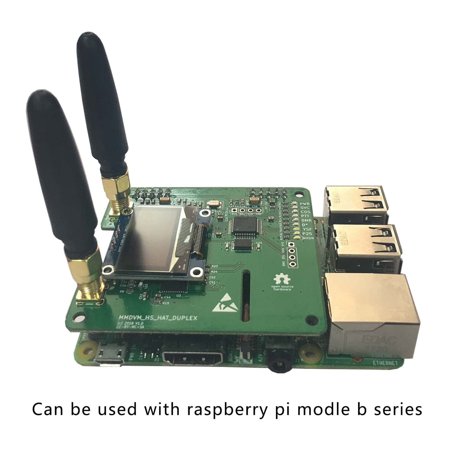Upgraded Duplex mmdvm Hotspot Board Hat Two Timeslots Two Colors OLED Low BER 0 Offset TF Card Pi-Star Software Written Antenna