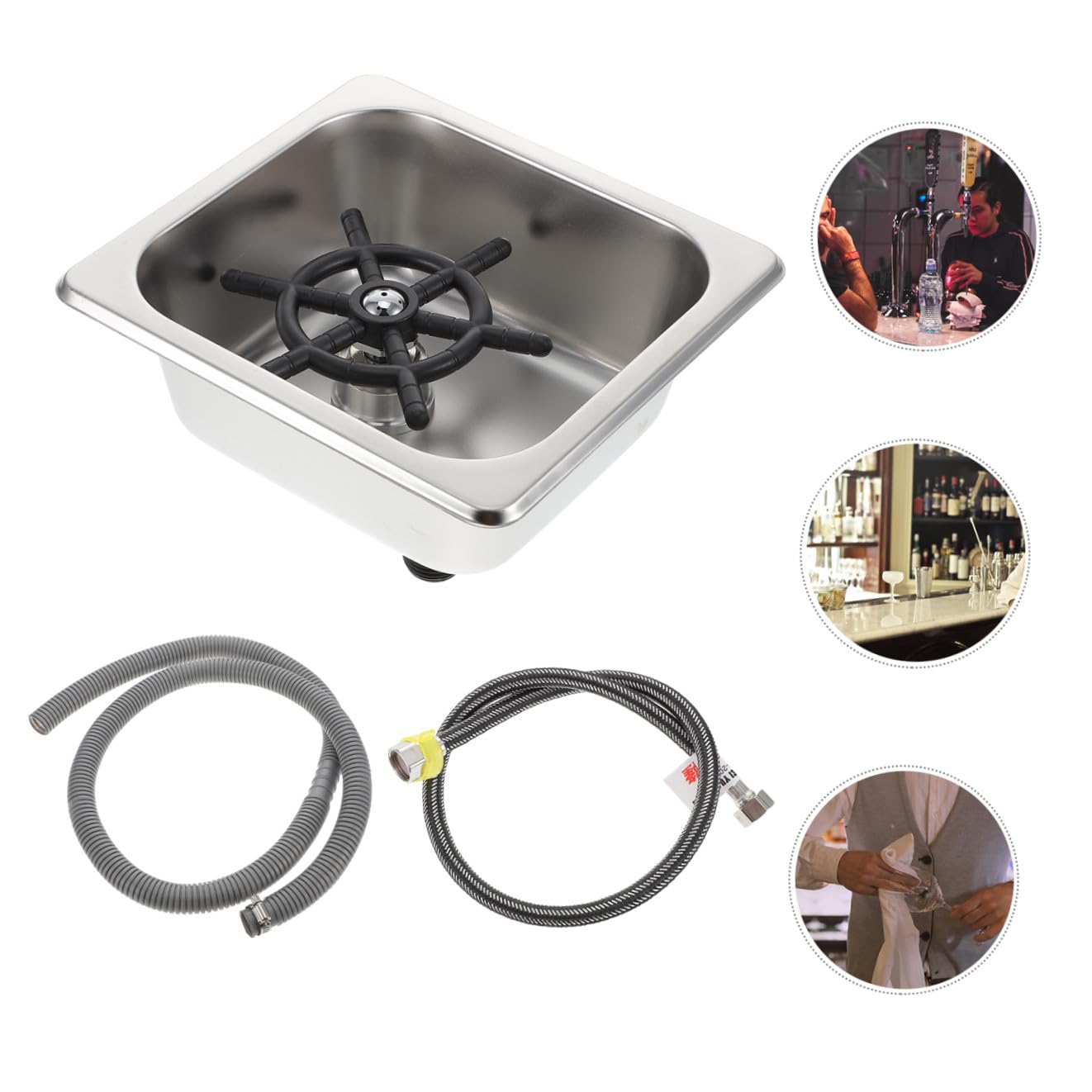 Lavabicchieri in Acciaio Inox 304 ad Alta Pressione Lavabottiglie Automatico per Bar e Cucina Risciacquo Rapido Bicchieri di Vetro Tubo Integrato Pulizia Pratica e