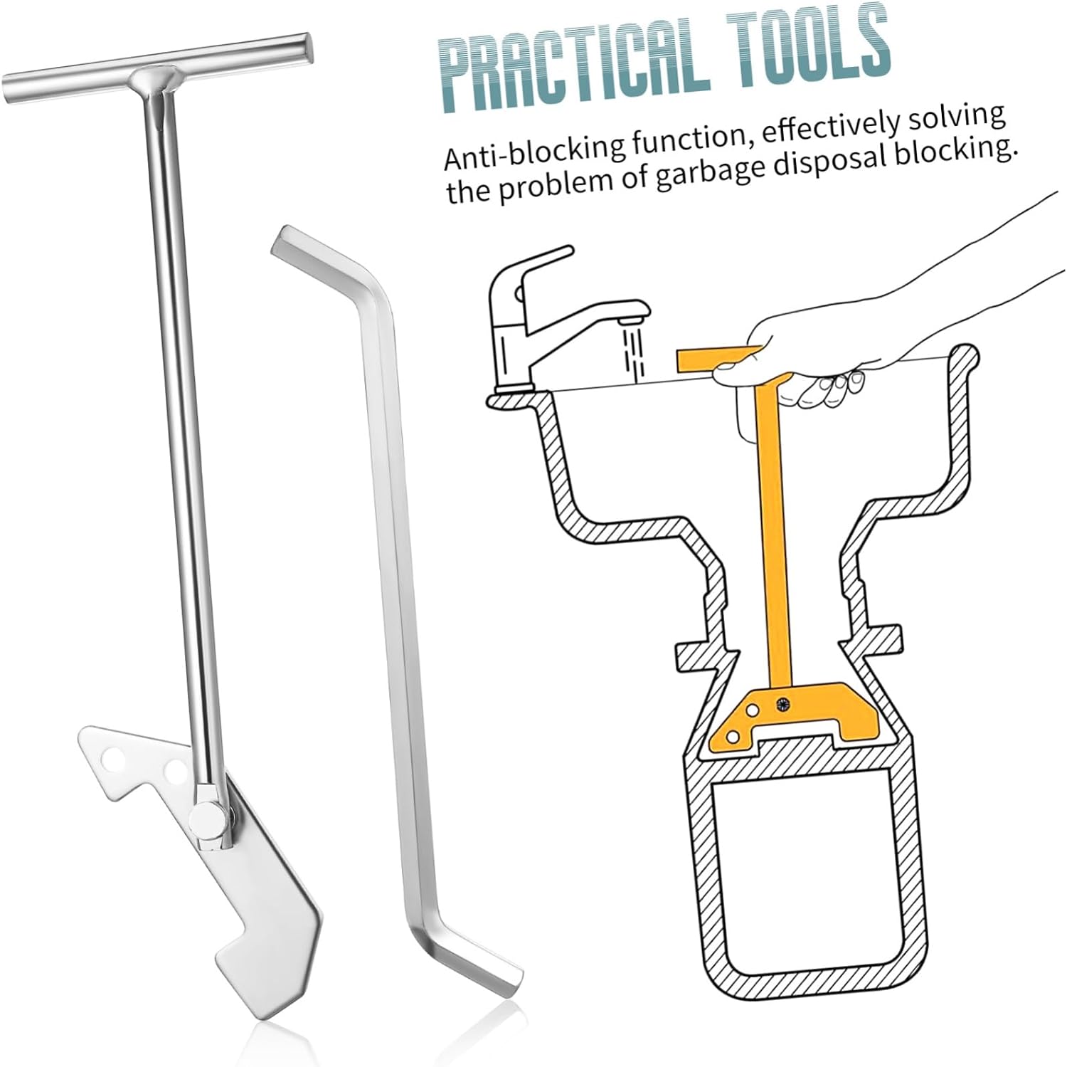 Kitchen Sink Garbage Disposal Wrench Garbage Disposal Unclogger Wrench Tool Easy to Operate Clog Remover