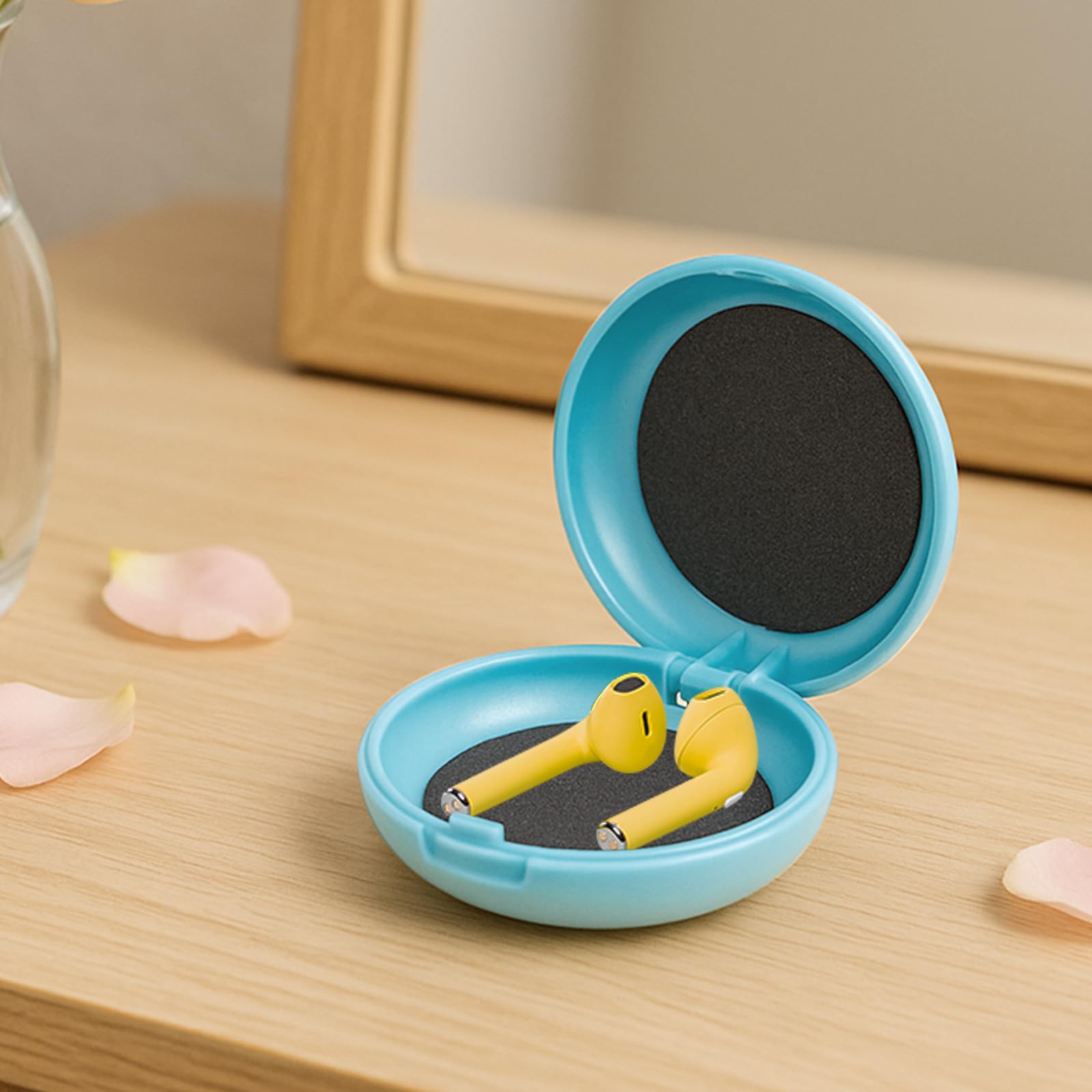 Bewudy Etui do przenoszenia zatyczek do uszu, przenośne mini etui do przechowywania, organizer na zatyczki do uszu, małe etui do przechowywania w podróży, niebieskie