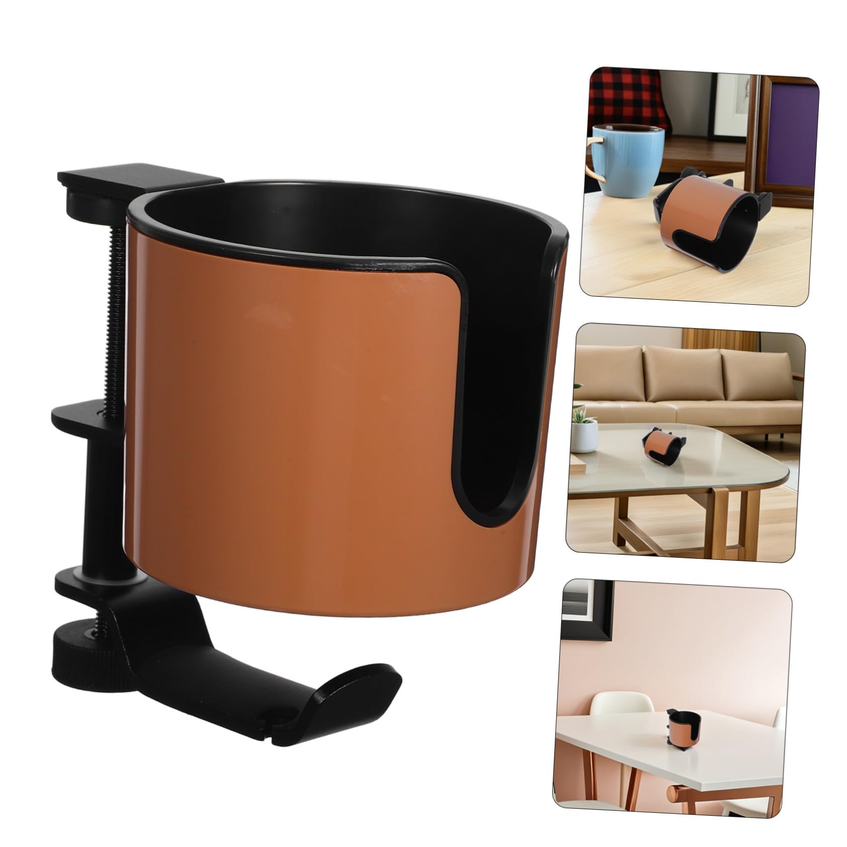 Portavasos Lateral del Escritorio de Aleación de Aluminio y Abs | Abrazadera Segura, Soporte Giratorio para Auriculares, Uso en Oficina y Gaming