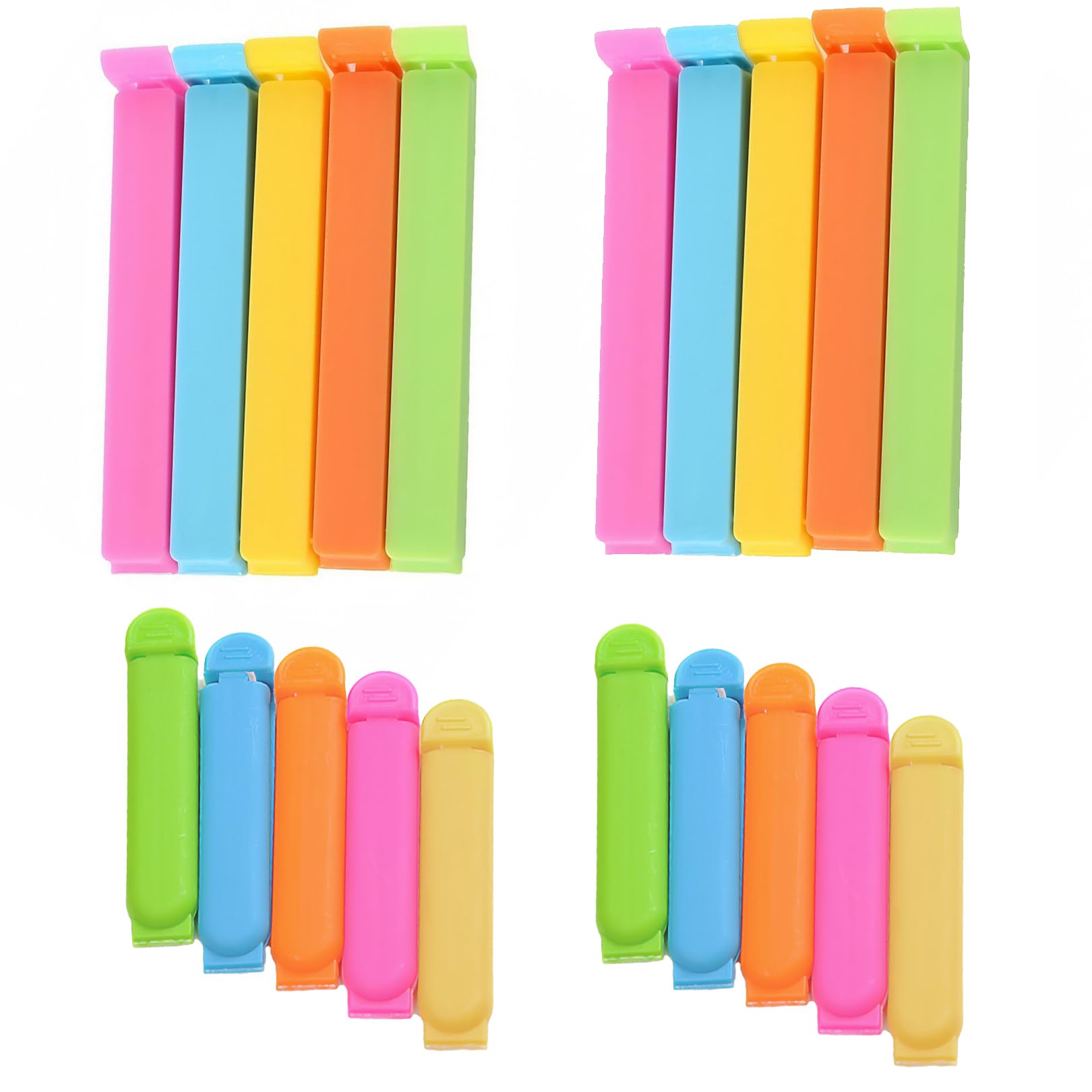 20 Pack Food Bag Clips 7cm 11cm Plastic Sealers for Food Storage Freezer Fridge - Reusable Fasteners Snacks Coffee Sandwich - 5 Colors Kitchen Organiser