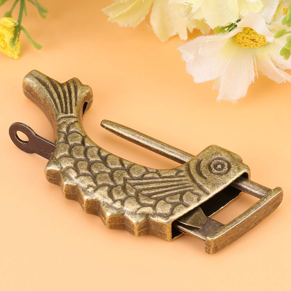 chinese box fish lock Vintage Fish-Shaped Metal Padlock, Decorative Chinese Style Lock for  Jewelry Box, Cabinet, Drawer