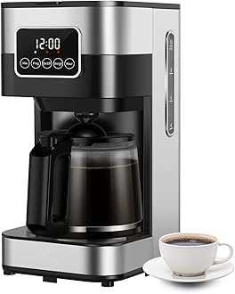 Drip Coffee Maker XVersion 1.5L Coffee Machine with Smart Touch Screen,Auto shut off,24H Programmable,Reusable Filter,Warming Plate and Easy to Clean for Americano and Drip Coffee (Silver, 10cups)