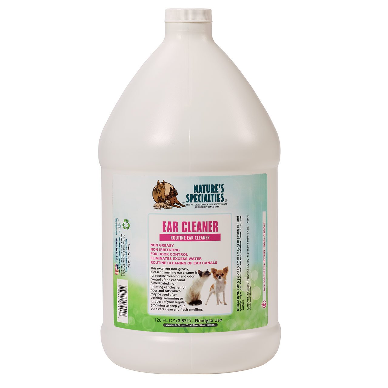 Nature's Specialties Ear Cleaner for Dogs - Dog Ear Wash Cleanser - Non-Greasy & Pleasant Scented Ear Cleaner for Routine Ear Cleaning - Non-Irritating Formula - Ideal for Odour Control, 3.8L