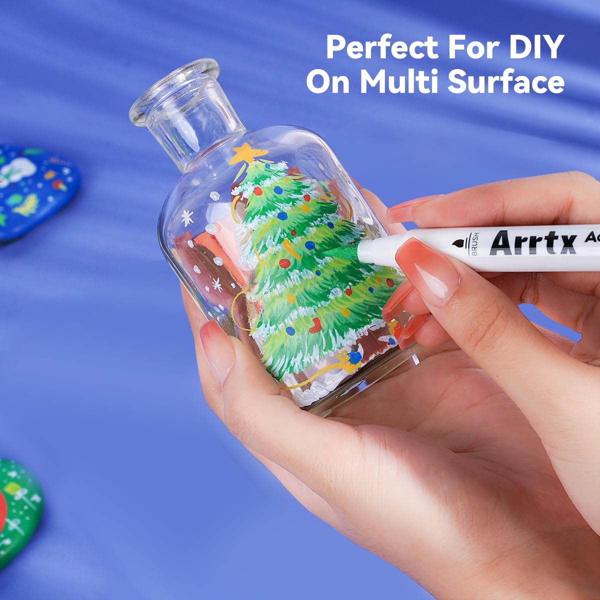 Arrtx 30 couleurs de crayons acryliques imperméables pour peindre à l'eau, pointe du pinceau, séchage rapide, stylos acryliques pour Roche, Bois, métal, Plastique, Verre, Toile