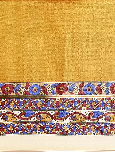 Image of RANI SAAHIBA Women's Art Silk Kalamkari Saree With Blouse Piece