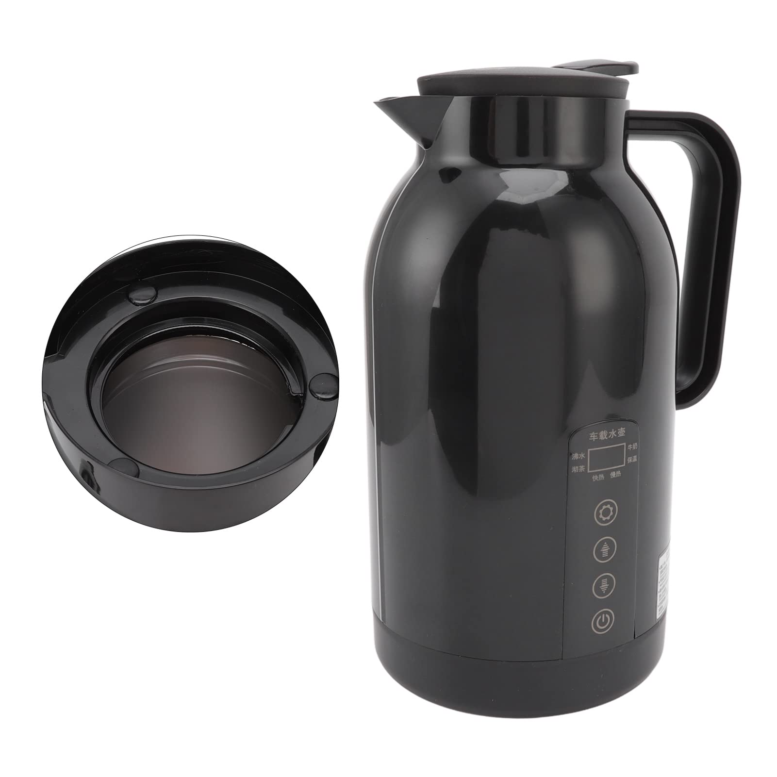 Generic Taza Calefactora Portátil para Coche, Hervidor de Agua Eléctrico de 1300ML para Viaje, café, té, Acero Inoxidable