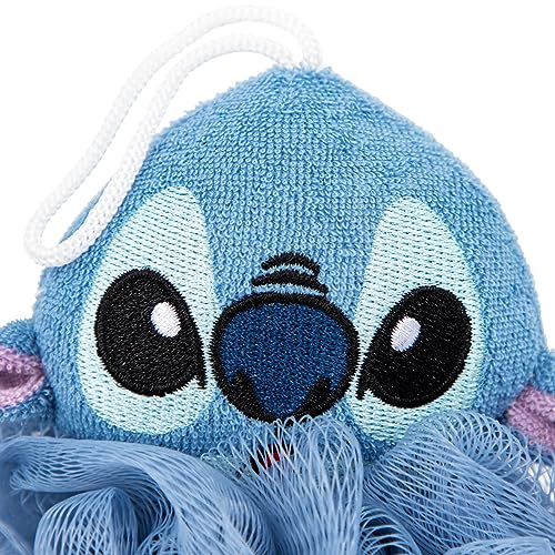 Jay Franco Disney Lilo & Stitch 2 Piece Bathroom Set – White & Blue Floral Shower Curtain & Loofah Body Scrubber - image 3
