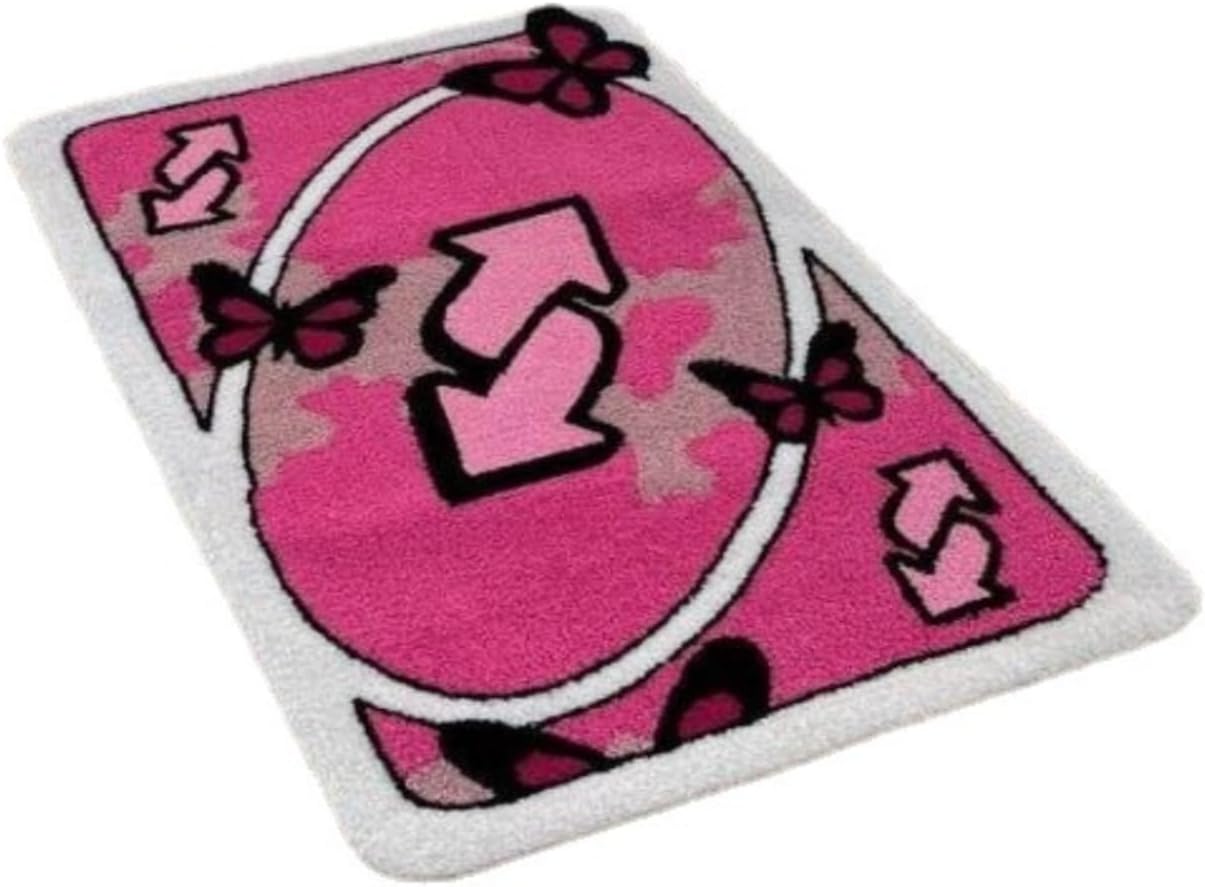 Uno Card Rug Rainbow Reverse Doormat Tutfing Rug AntiSlip