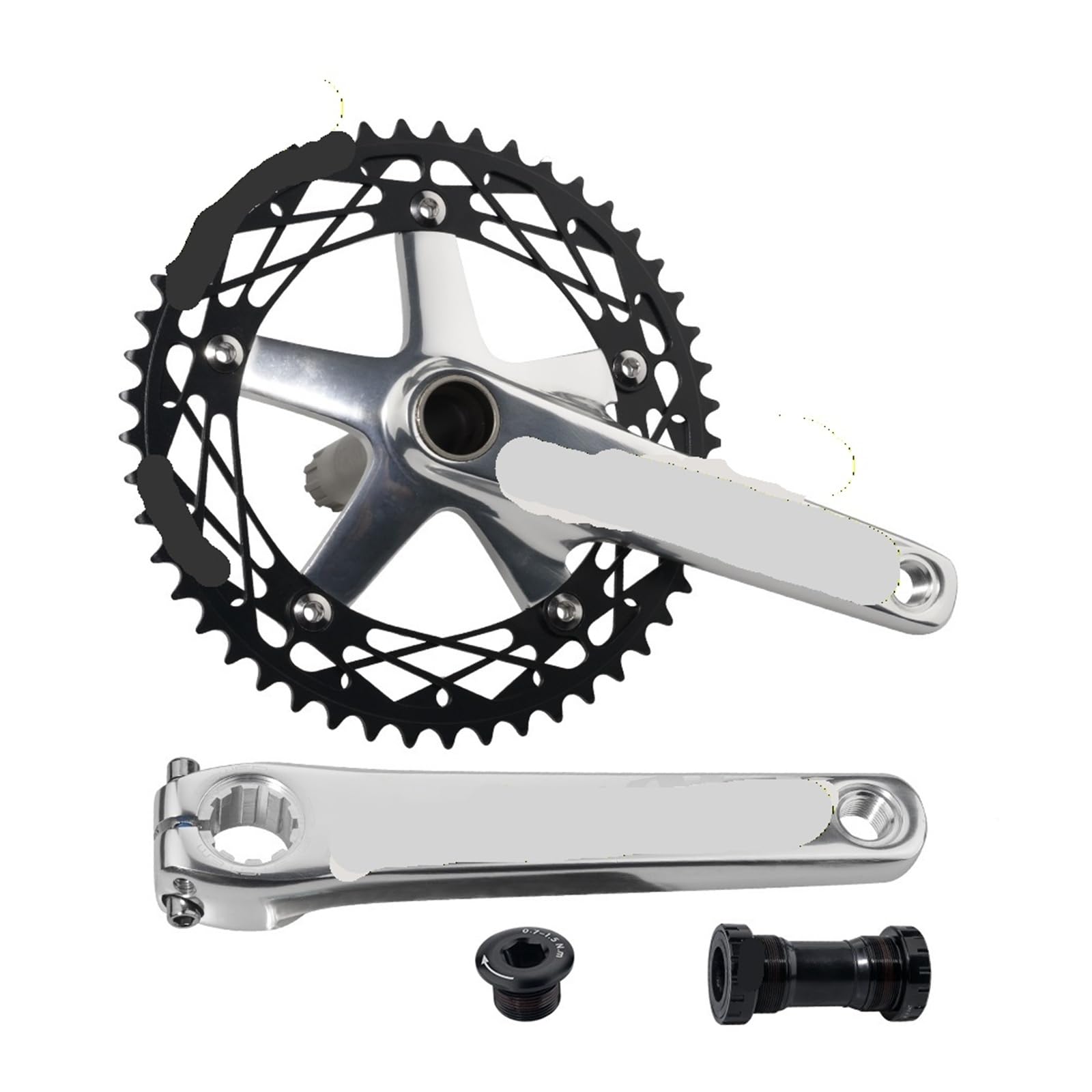 Juego de bielas, Bicicleta, piñón Fijo 49T con Orificio Cuadrado 165 mm