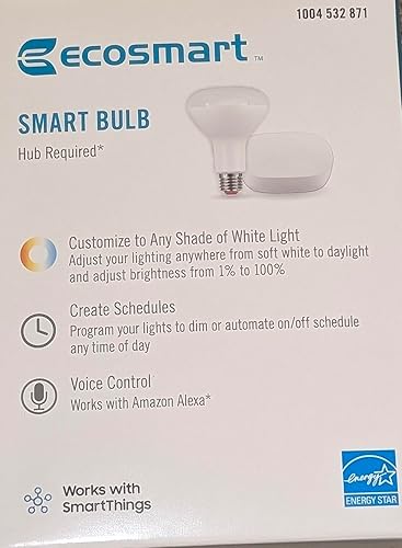 Miniatura 3 de Ecosmart Bombilla inteligente de 65 W de repuesto LED BR30, paquete de 2 con control de voz Zigbee