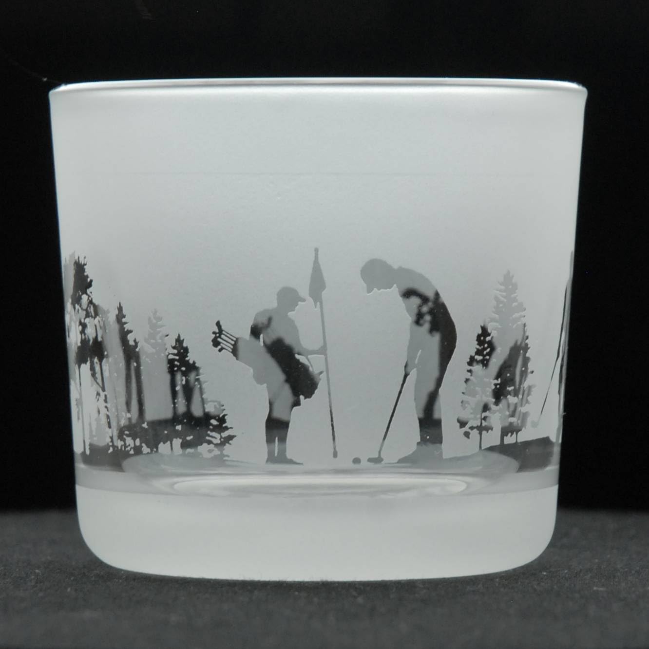 Photophore en verre dépoli gravé avec motif de golf – Photophore transparent pour mariage, fête et décoration d'intérieur