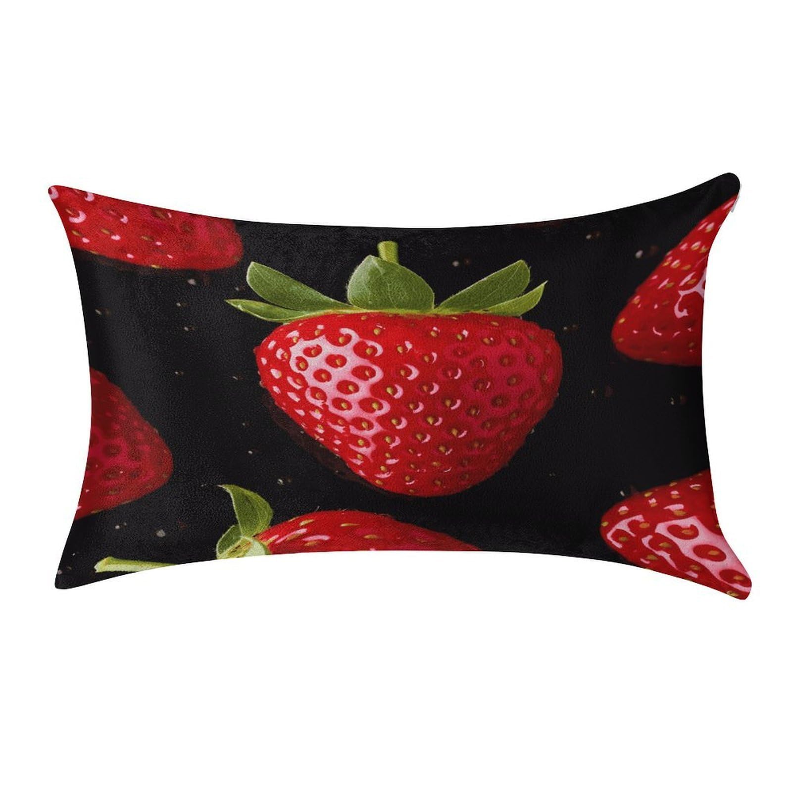 FekiLoot Strawberry Pillow Covers Luxury Velvet Oblong Pillowcases Rectangular Throw Pillows Case Decorative Velvet Cushion Covers Ultra Soft Lumbar Pillow Shells 12 X 20 in