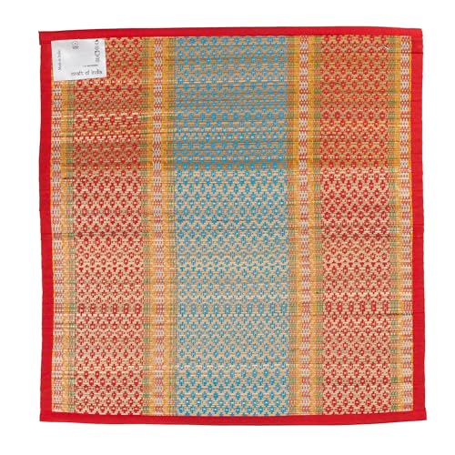 Image of CRAFT OF INDIA Handmade Korai Pai Kusha Grass Pooja Aasan Sitting Floor Mats (1.5X2 ft (4pcs Combo))