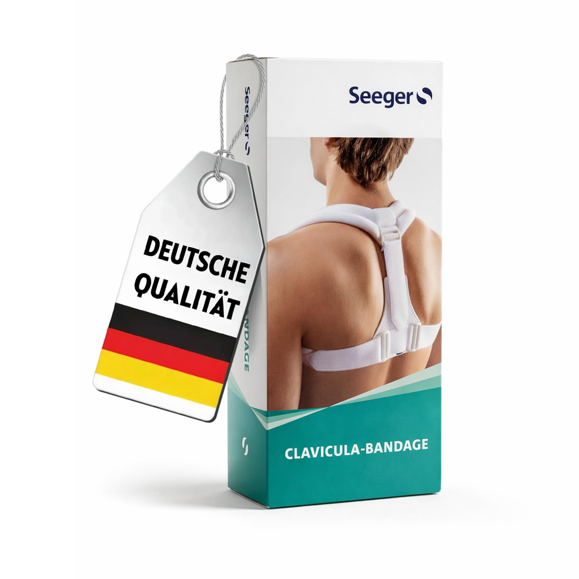Seeger Rücken Geradehalter & Haltungskorrektur – Rückenstützgürtel für Damen und Herren, Schultergurt Haltungskorrektur für geraden Rücken, Clavicula Bandage, verstellbar, Made in Germany