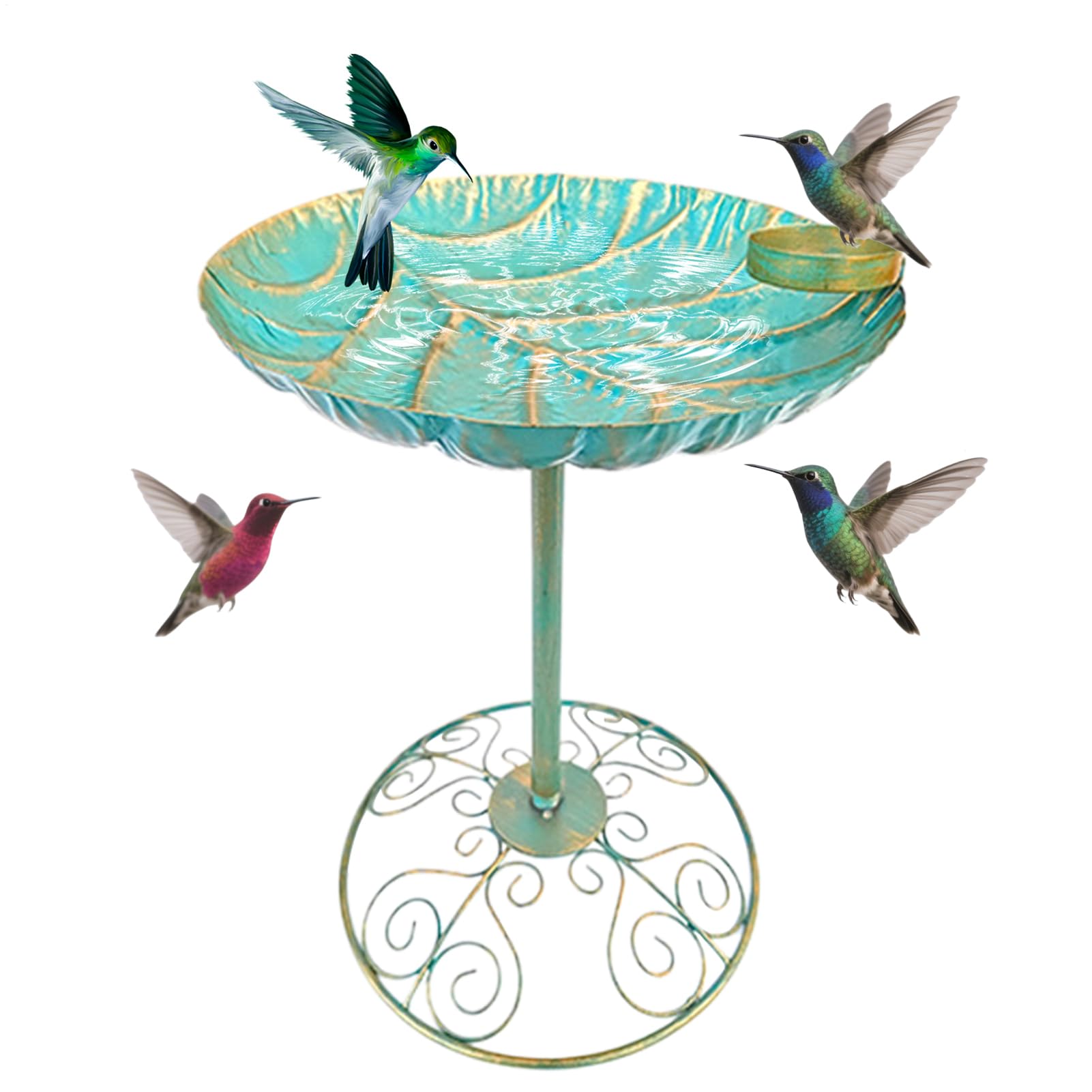 Vasca per uccelli in metallo Vaso decorativo antiruggine, statua da | Vasca per uccelli con piedistallo in ferro Decorazioni Da Esterno Giardino: Patio, Terrazza, Cortile, Retro, Balcone,