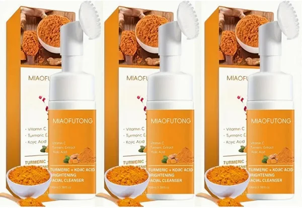 GALHJCZ Turmeric Facial Cleanserurmeric Face Wash Tur-meric Foaming FacialCleanser Turme-ric Facial Wash Turmerics Foaming Cleanser for All Skin Deep 3pcs