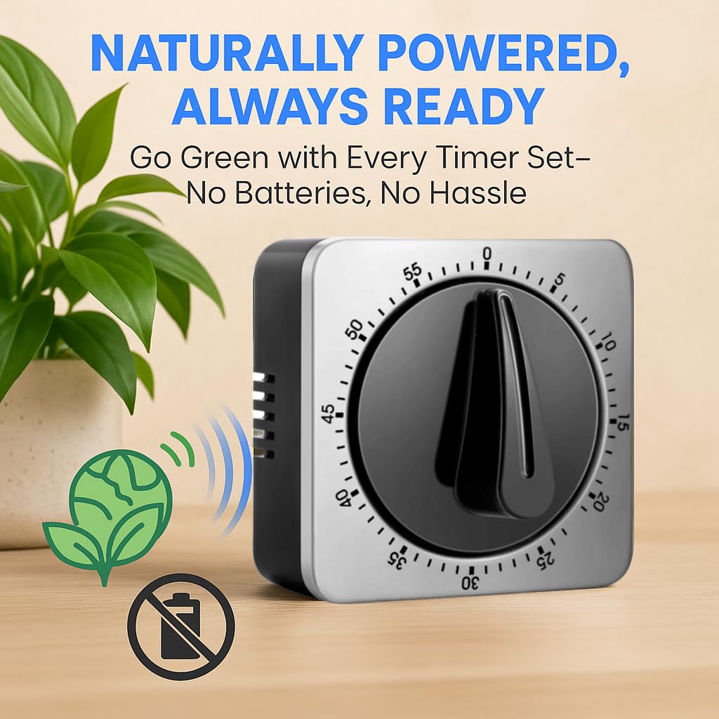 Kitchen Timers, Timer Da Cucina Con Allarme Forte, Non Richiede Batterie, 100% Meccanico - Retro Magnetico, Squisito Corpo in Acciaio Inossidabile - Promemoria Conto Alla Rovescia - Argento