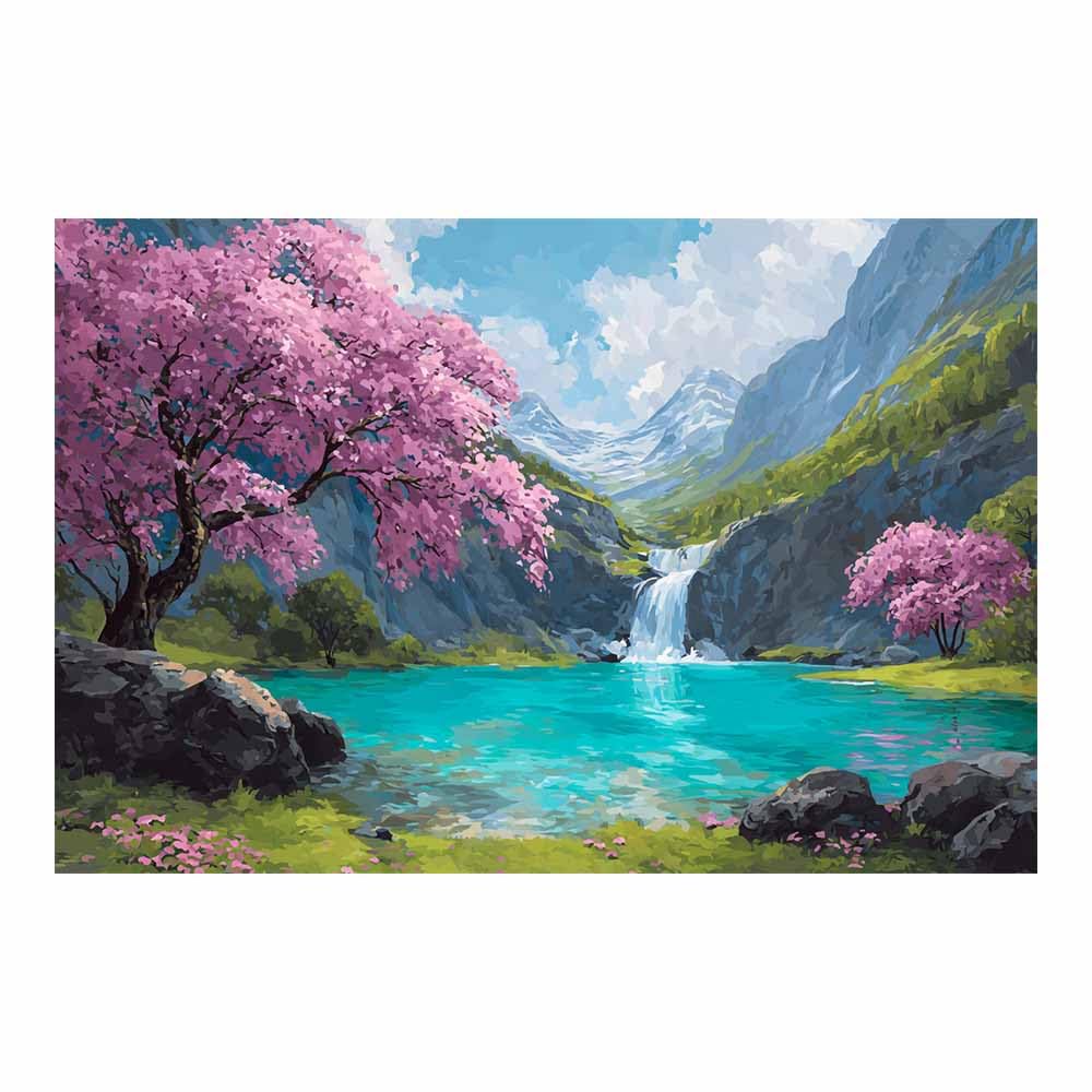 HOQIU Natural scenery wall art Turquoise Lake Tahoe decorative painting, wall art, for Living Room Bathroom Bedroom Kitchen Decoration.(Multicolor)-30x40cm Unframed