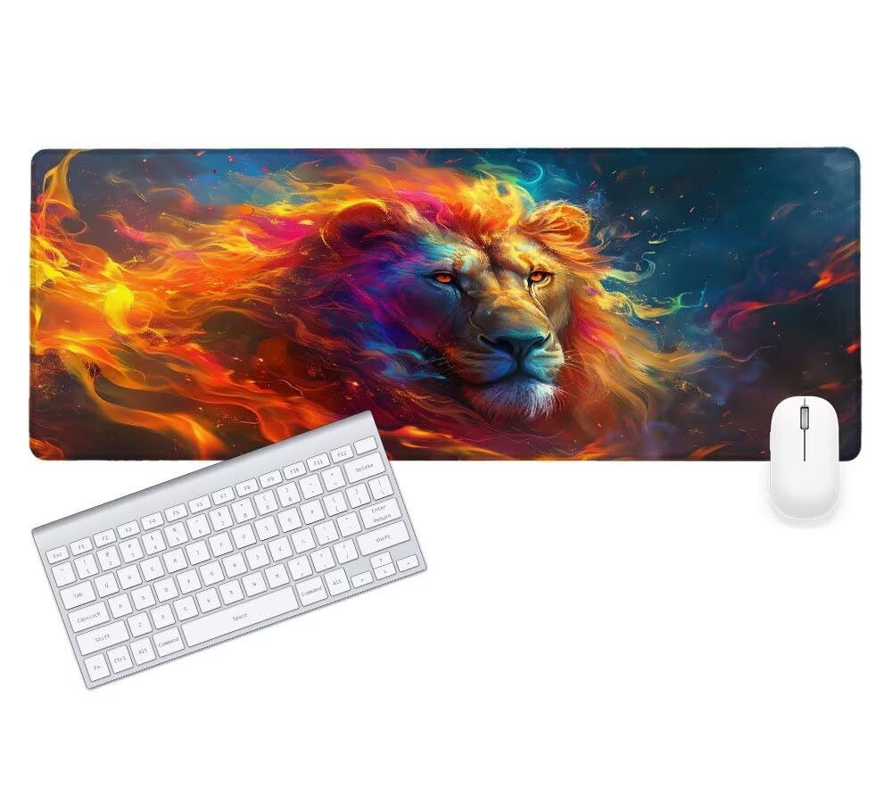 Alfombrilla Ratón, Alfombrilla Gaming León XXL 1200x600x3mm, Extendida Base de Antideslizante Caucho Mouse Pad Frío, Protector Escritorio con Bordes Cosidos, Mejora la precisión y la Velocidad D-9