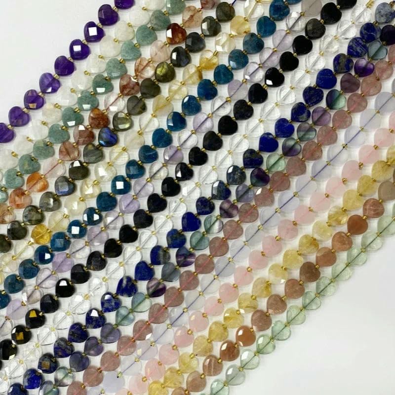 Lapislázuli labradorita natural, amatista, 12 mm, cuentas facetadas en forma de corazón, piedra brillante para hacer joyas, pulseras, collares, hilo de 16 amazonitas, 12 mm, 30 unidades