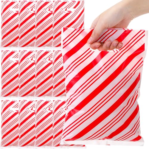 Saypacck 100 Pieces Christmas Plastic Gift Bags Bulk Red and ...