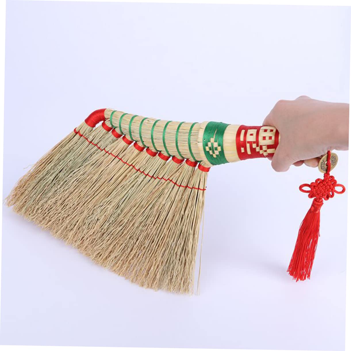 IWOWHERO Auspicious Broom Woven Broom Indoor Broomstick Multi-Functional Home Random