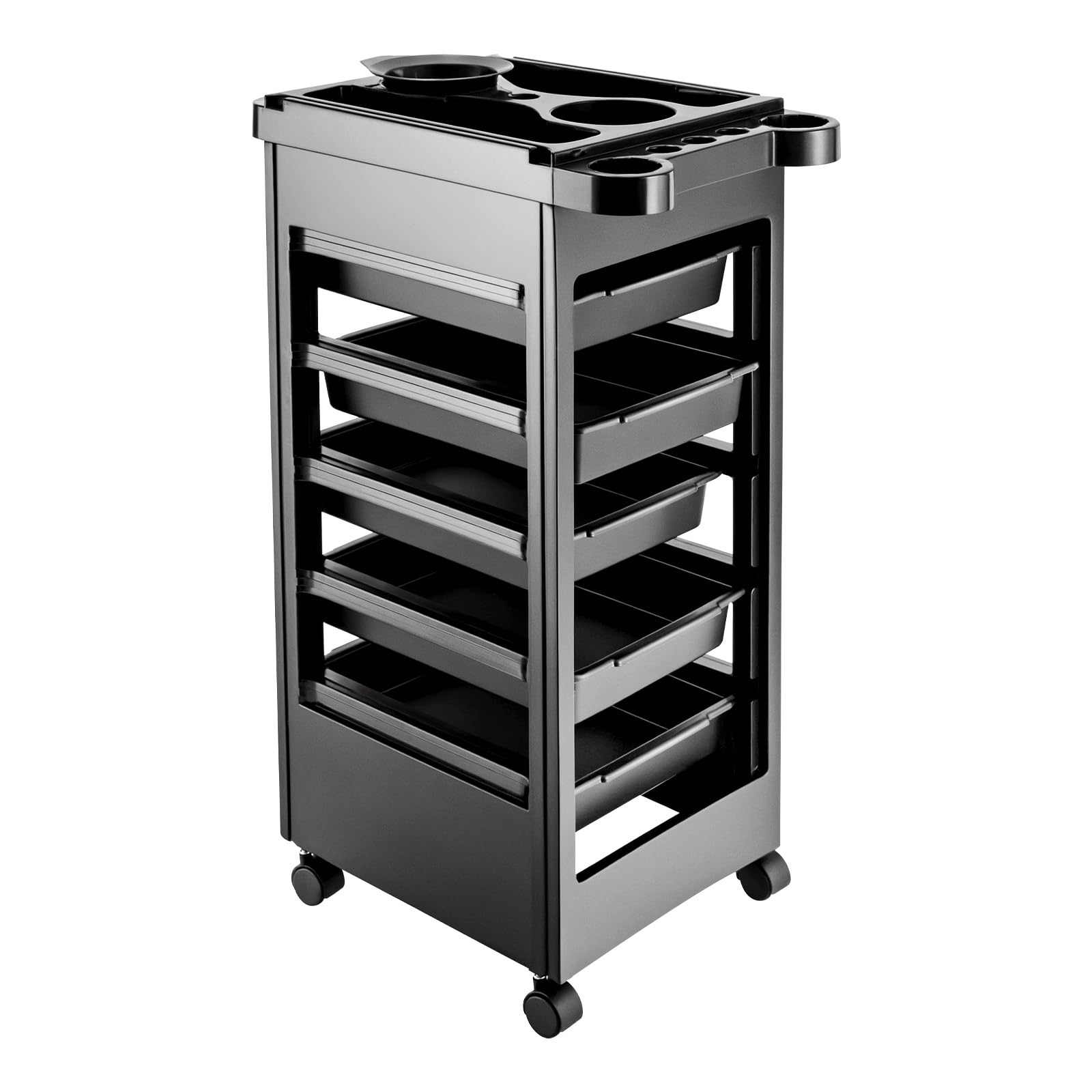 WooDerson Hair Salon Trolley, Friseurwagen Rollwagen, Haarschnitt Werkstattwagen mit 5 Schubladen, Friseur Organizer für Werkzeuge, Zubehör und Aufbewahrung, für Haarstudio und Heimgebrauc