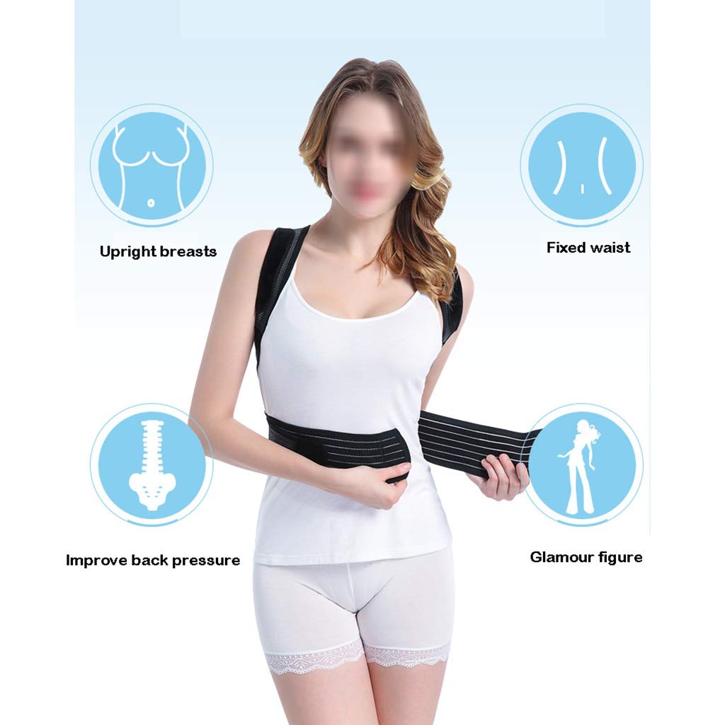 Corrector de Postura Hombres y Mujeres Fácil de Ajustar Desgaste Invisible Cómodo y Transpirable Espalda Y Mejorar la presión de Espalda Negro (Varios Tamaños) (Tamaño : XL)