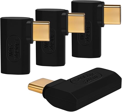 Paquete de 4 conectores adaptadores USB C, compatible con Thunderbolt 43, USB43, PD 240W carga rápida, transferencia de datos de 40 Gbs, salida de