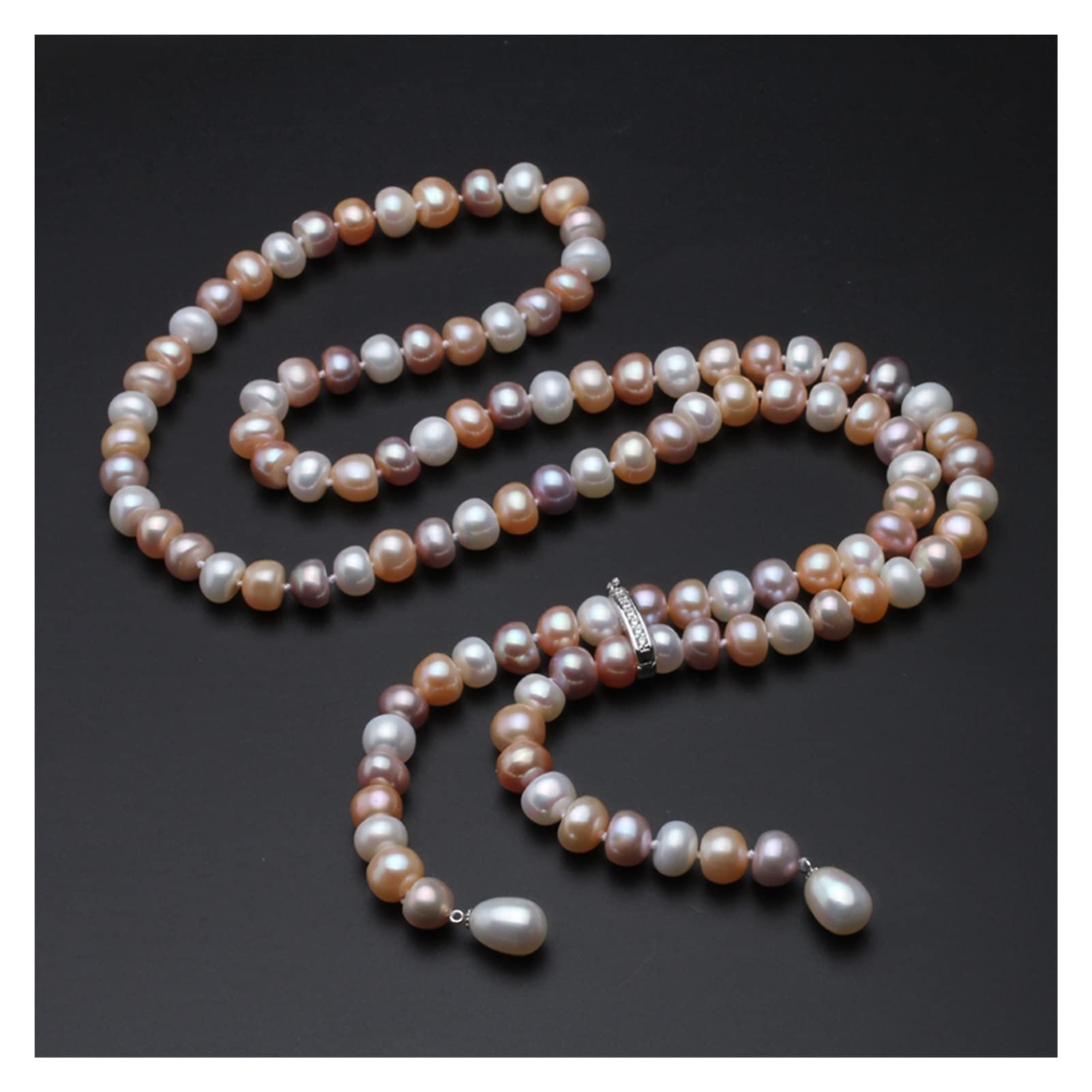 Lange Süßwasserperlen Halskette Modeschmuck Geschenk White Pearl