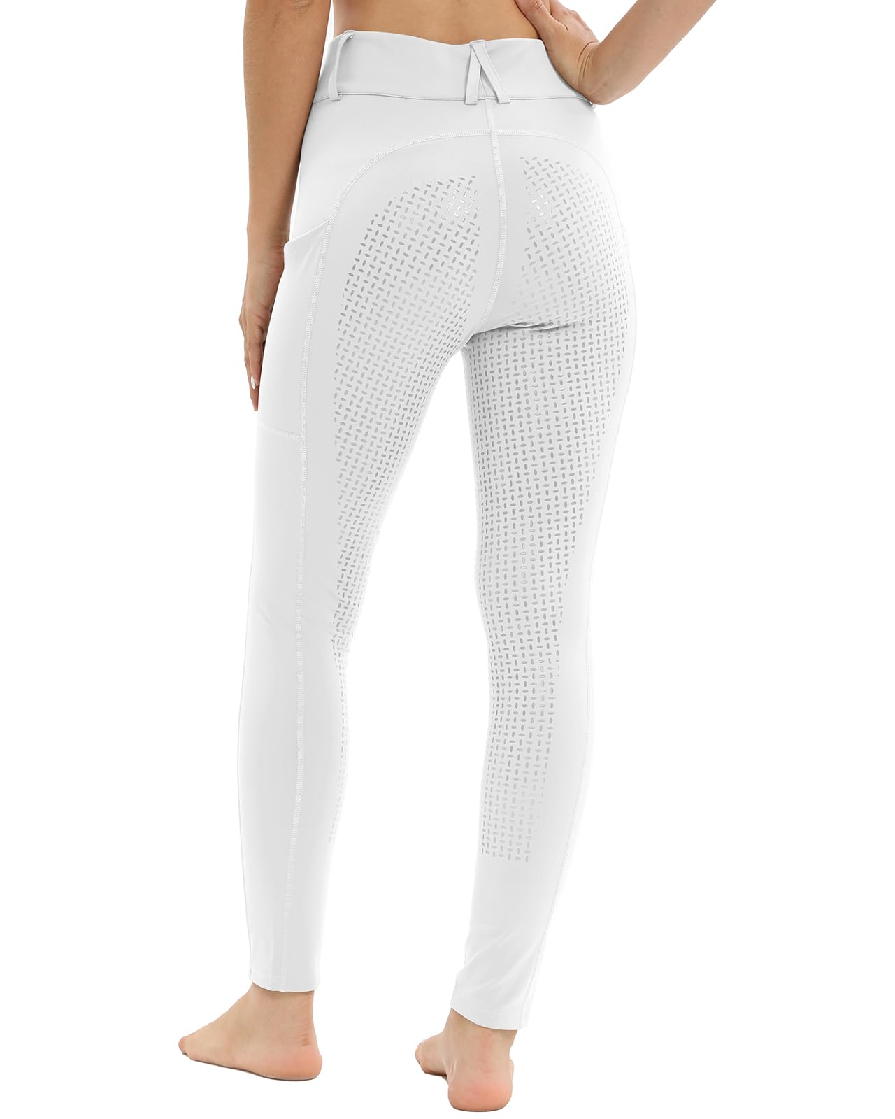 Leggings de equitación para mujer, ribete completo con bolsillo para el teléfono móvil, cintura alta, pantalones de equitación para mujer y niña, elásticos, con trabillas