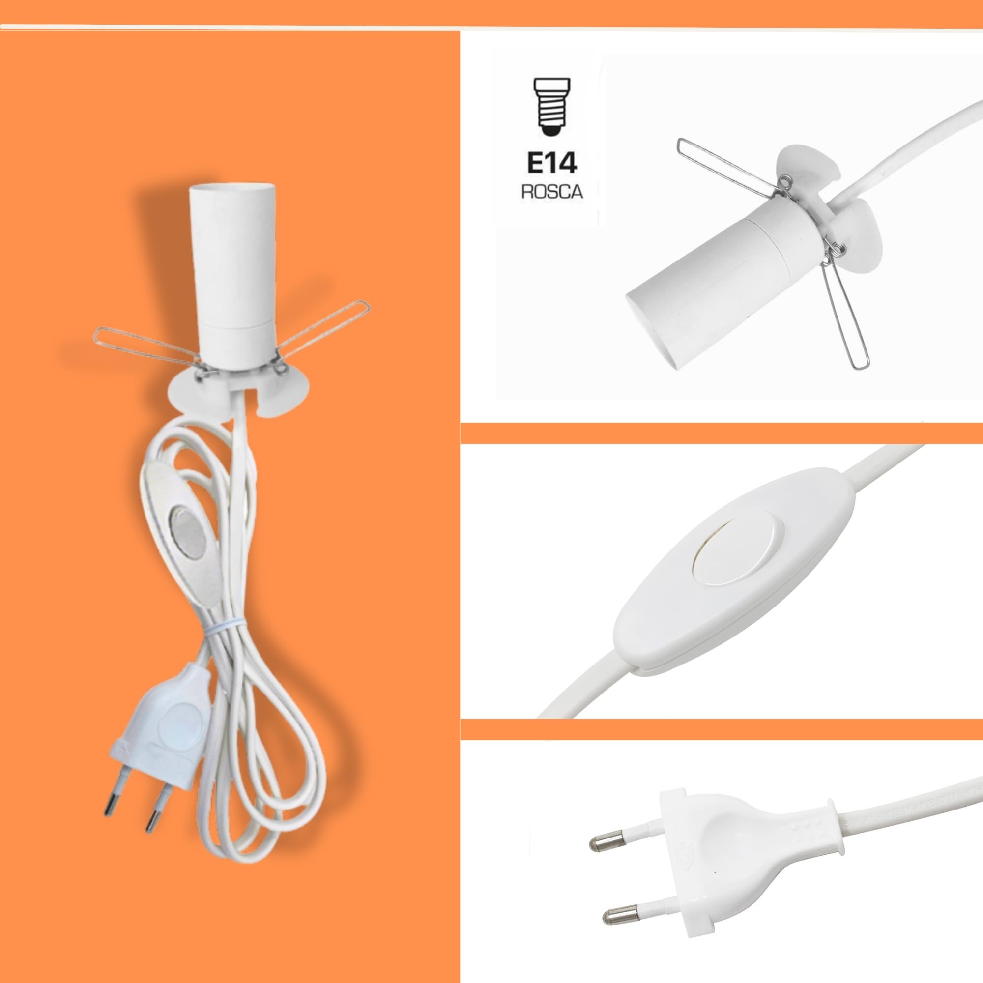 Pack 2 Câble Pour Lampe 1,5m Blanc | Câble Avec Interrupteur