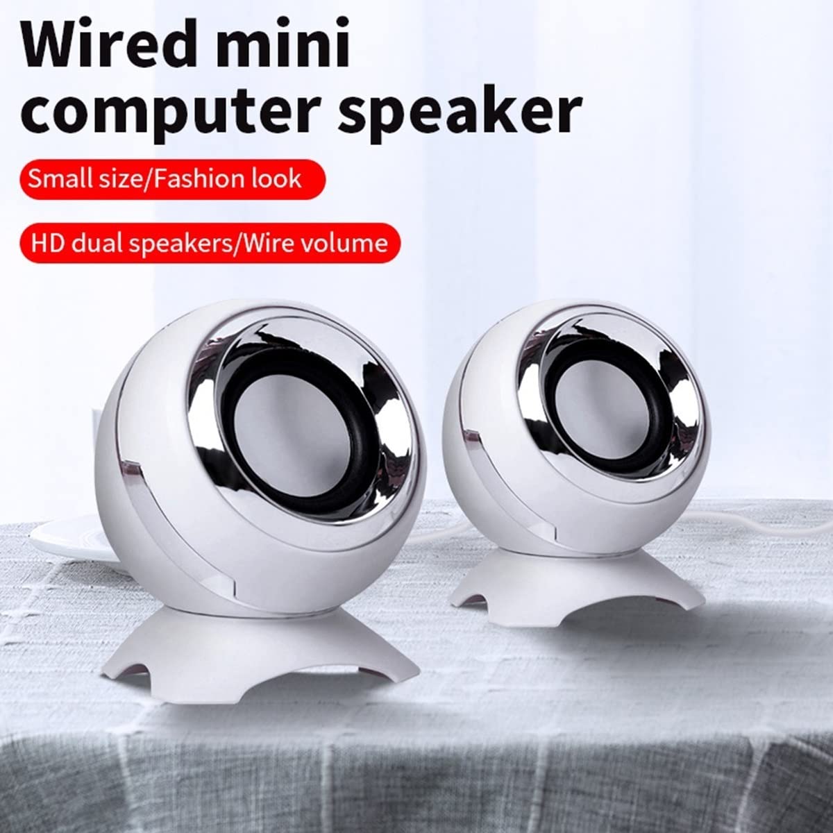 Altavoces USB, mini altavoz de computadora con cable, sonido estéreo multimedia alimentado, conector de audio de 0.138 in para computadora de escritorio/tablet, PC, laptop, cuaderno de juegos (color : rosa) 6