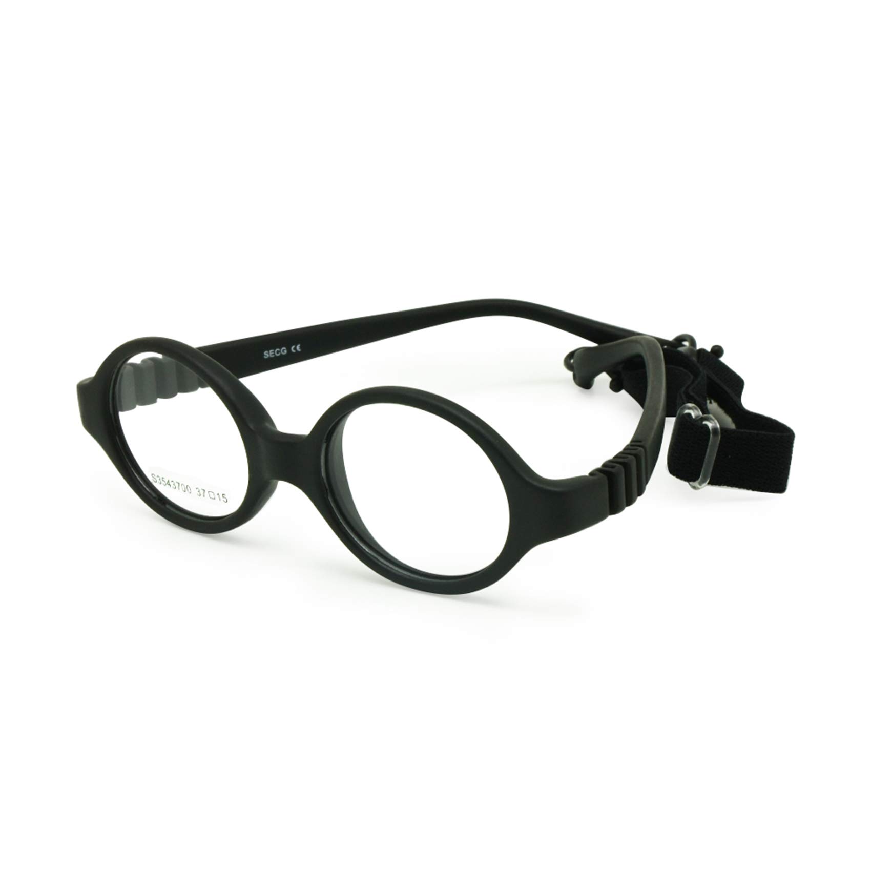 Baby Brille Pflanze nicht fliexible Sicherheit Weich mit Gurt Runde Rahmen mit den normalen Linsenoptik Kinder-Brille & Kordel 37/15 0-1Y
