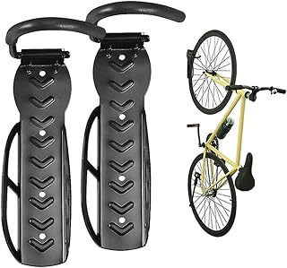 Bike Hanger 2 Pcs Wall Bike Mount Vertical Bike Rack Space Save Storage for Bikes System, Easily Hang and Detach in Indoor Bike Hanger Shed Bike Hook Garage Bike Mount, Holds up to 66 lb with Screws