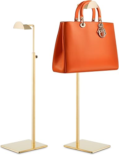 Soporte de exhibición dorado para bolso  Paquete de 2 soportes de mesa dorados pulidos para exhibir  Altura ajustable semicírculo para bolsa de