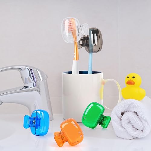 Miniatura 6 de Waenerec Tapa para la cabeza del cepillo de dientes, 6 unidades, clips para cepillos de dientes, protector portátil para cepillos de dientes,