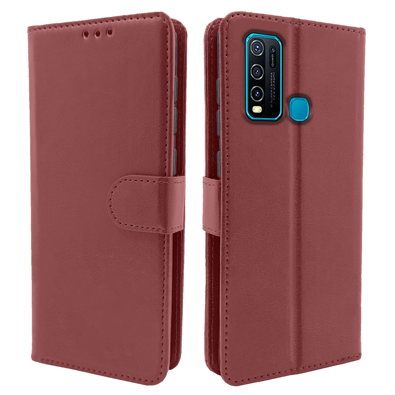 Pikkme Vivo Y30 Flip Case Leather Finish | Inside TPU with Card Pockets | Wallet Stand and Shock Proof | Magnetic Closing | Complete Protection Flip Cover for Vivo Y30 (Brown) (B0BK6MNMND) Amazon Price History, Amazon Price Tracker
