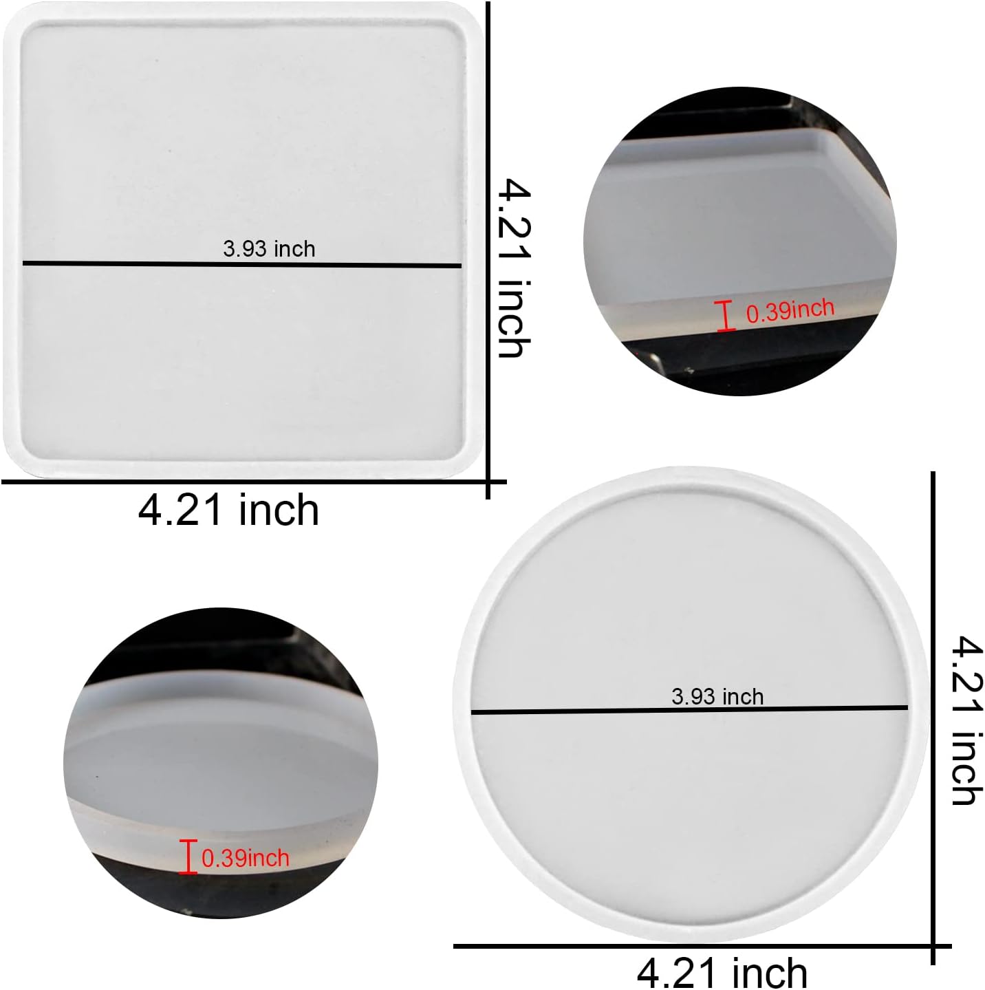 RESINWORLD 8 Pack Thick 4 inches Resin Coaster Molds Set + 3 Tier Resin Stand Mold