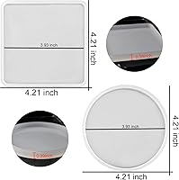 Vista 3 de RESINWORLD 8 Pack Thick 4 inches Resin Coaster Molds Set, 4 Pack Round Coaster Silicone Molds + 4 Pack Square Coaster Resin Mold, Coaster Molds for