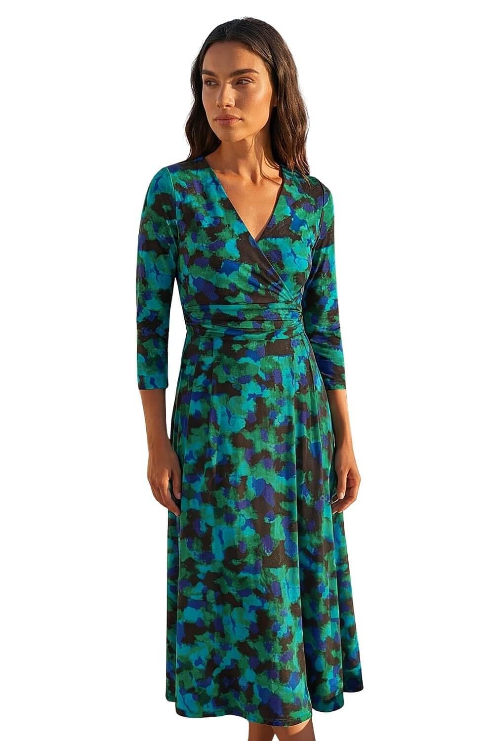 Roman Women's V-Neck Stretch Midi Dress - Green - Size 18